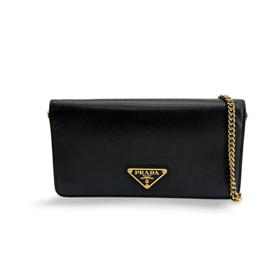 Sac porté épaule Prada Vitello Move Triangle Logo à chaîne noir