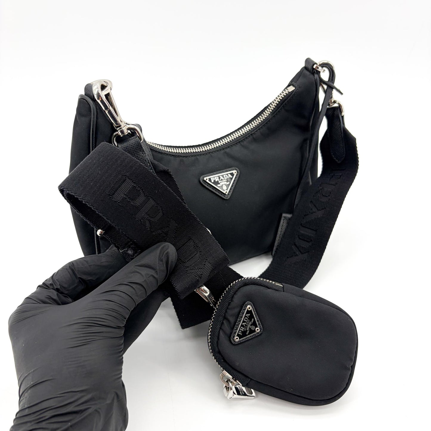 Prada Re-edition 2005 Nylon Shoulder Bag Black