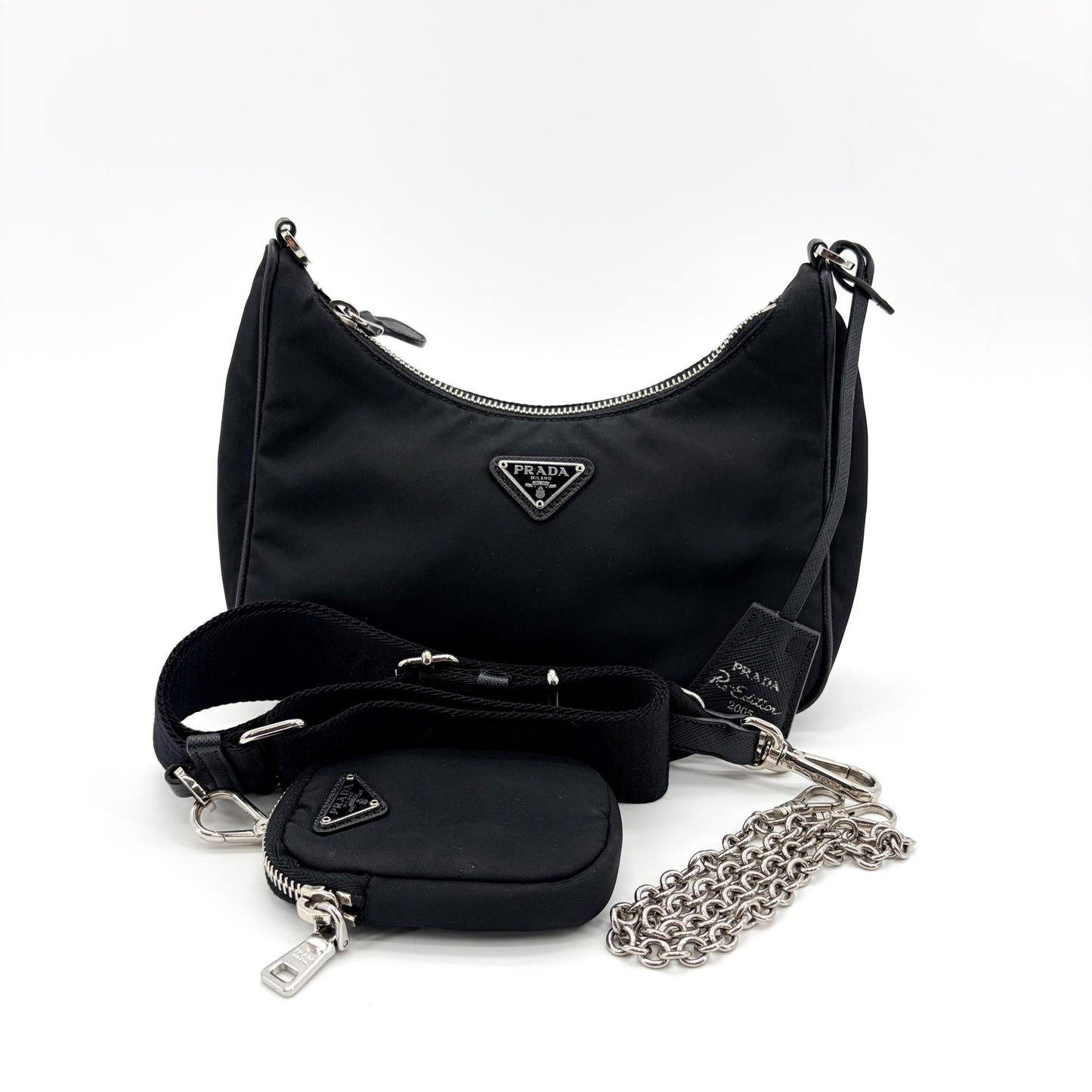 Prada Re-edition 2005 Nylon Shoulder Bag Black