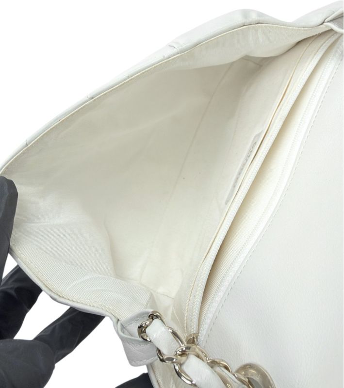 Chanel White Chevron Chain Shoulder Bag