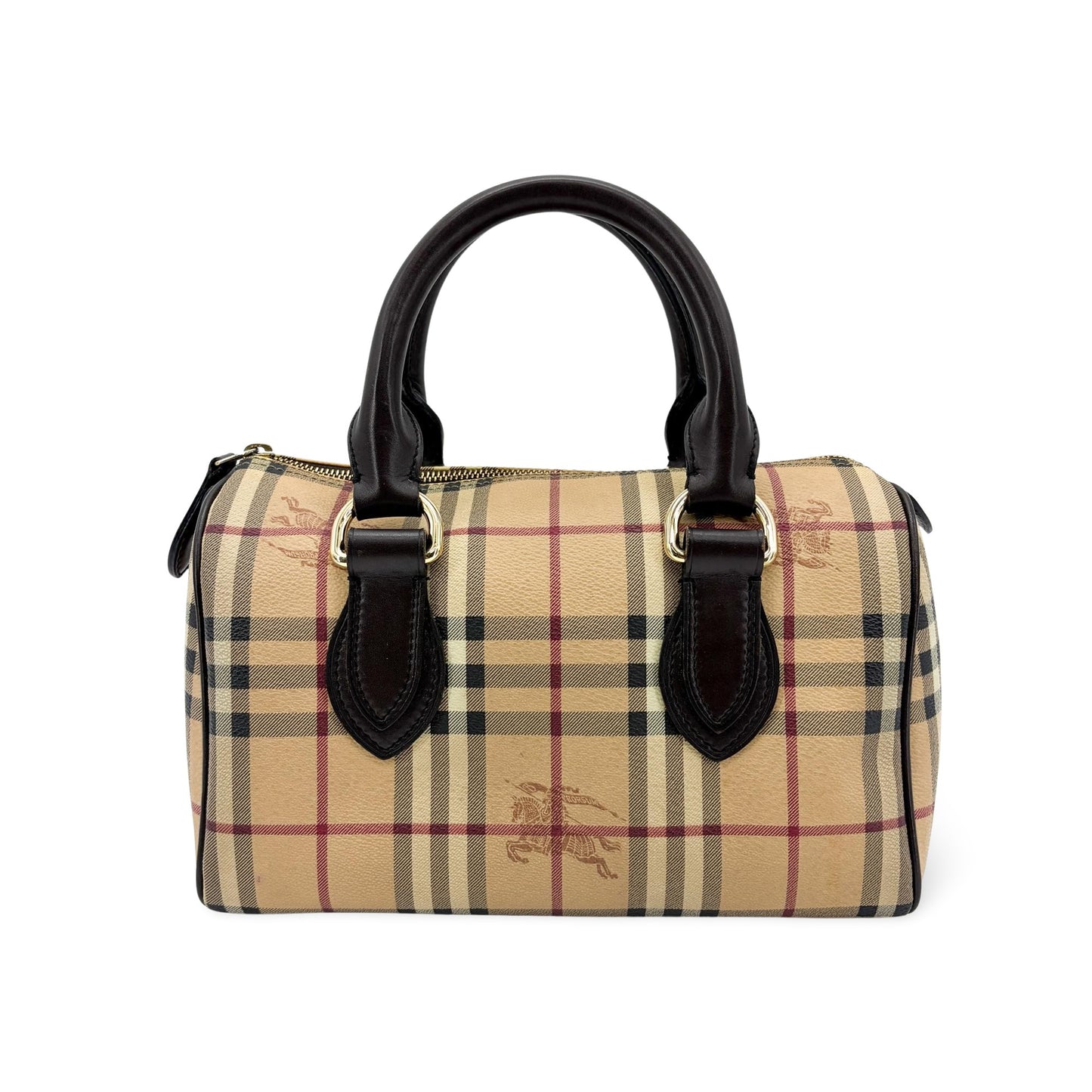 Burberry Haymarket Check Mini Boston Bag Brown