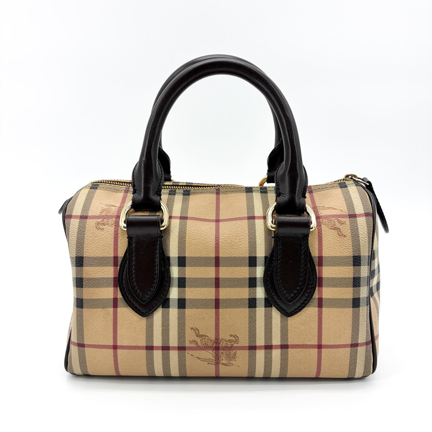 Burberry Haymarket Check Mini Boston Bag Brown