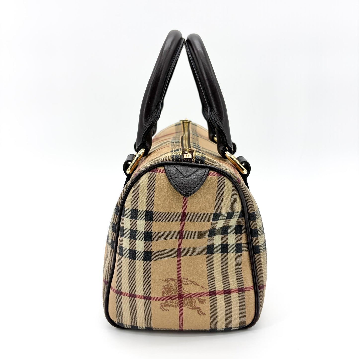 Burberry Haymarket Check Mini Boston Bag Brown