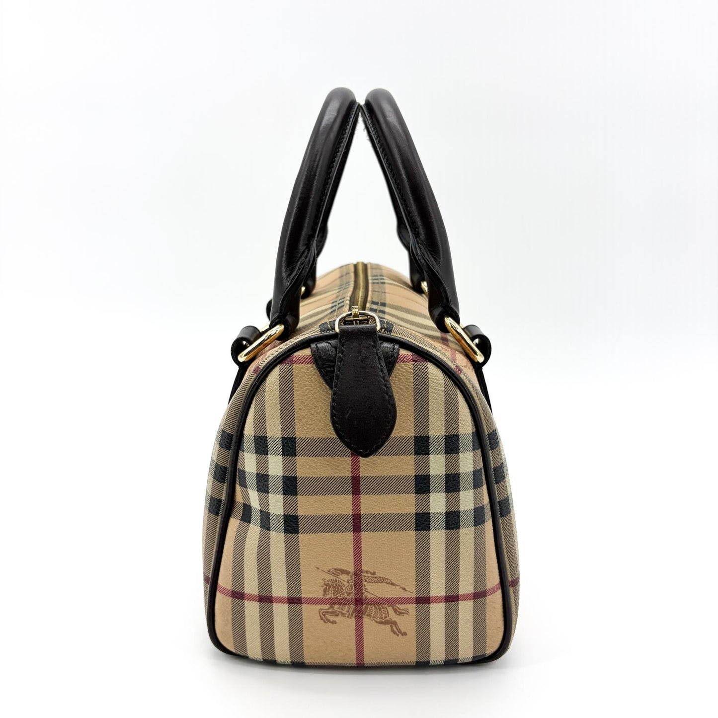 Burberry Haymarket Check Mini Boston Bag Brown