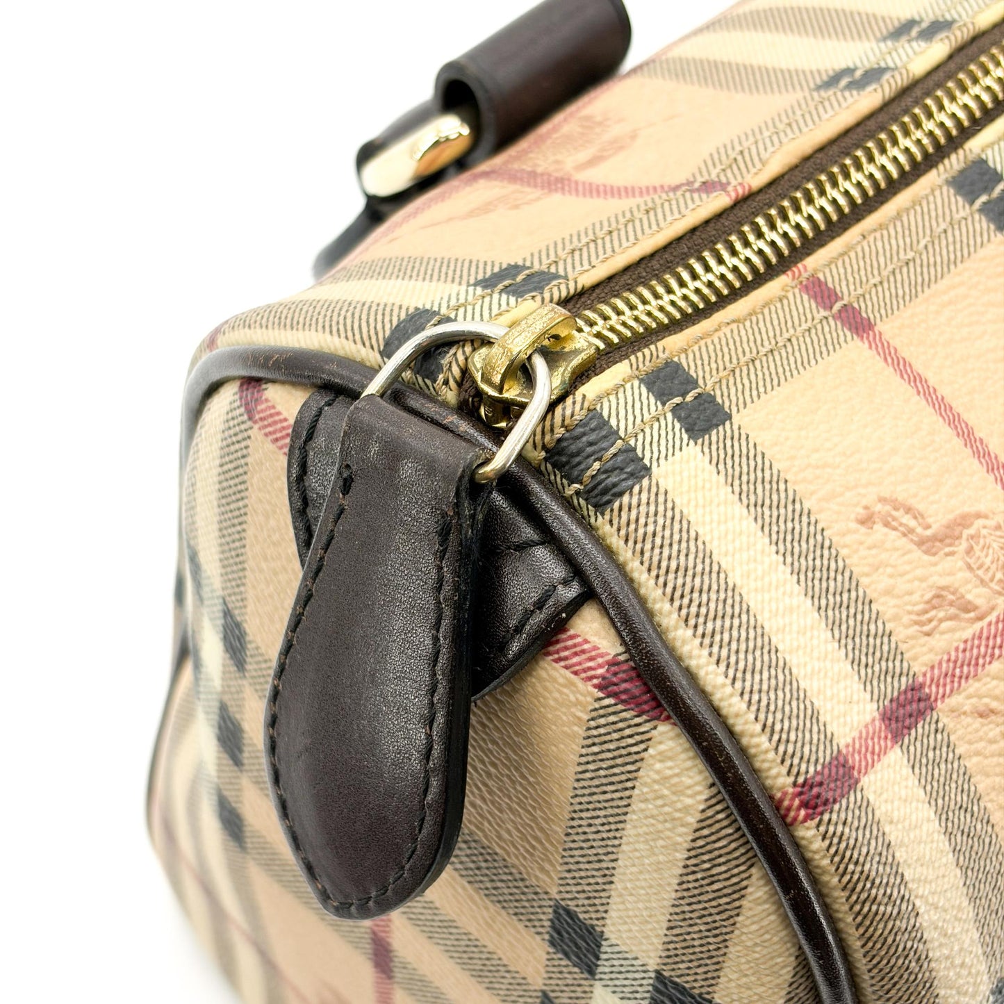 Burberry Haymarket Check Mini Boston Bag Brown