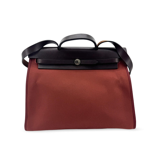 Hermès Herbag 31 PM Burgundy Brown Silver Hardware