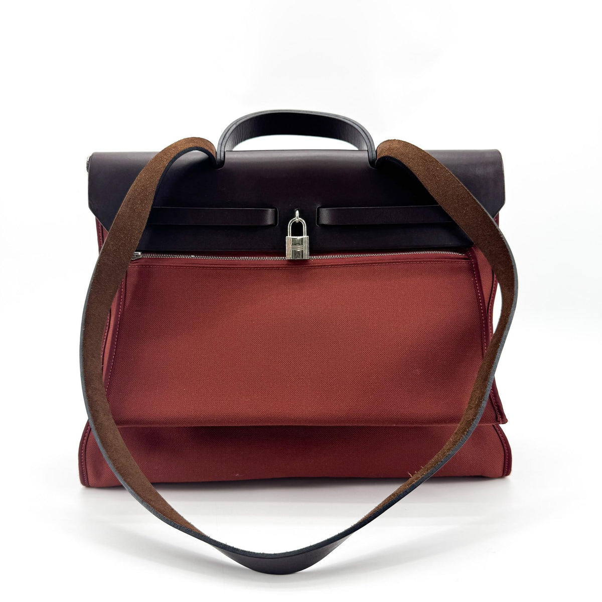 Hermès Herbag 31 PM Burgundy Brown Silver Hardware