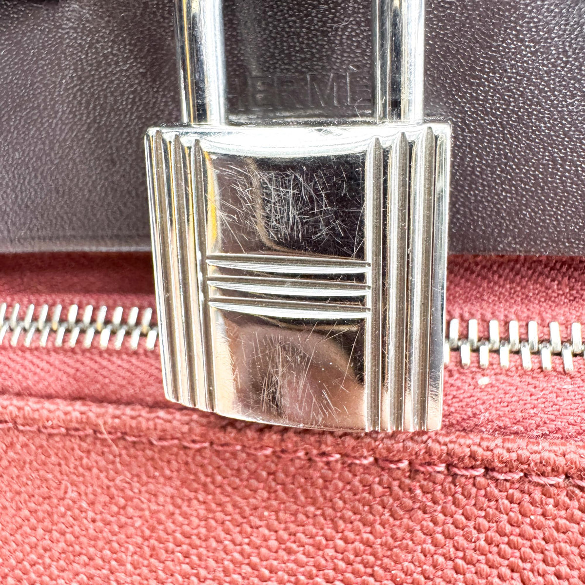 Hermès Herbag 31 PM Burgundy Brown Silver Hardware