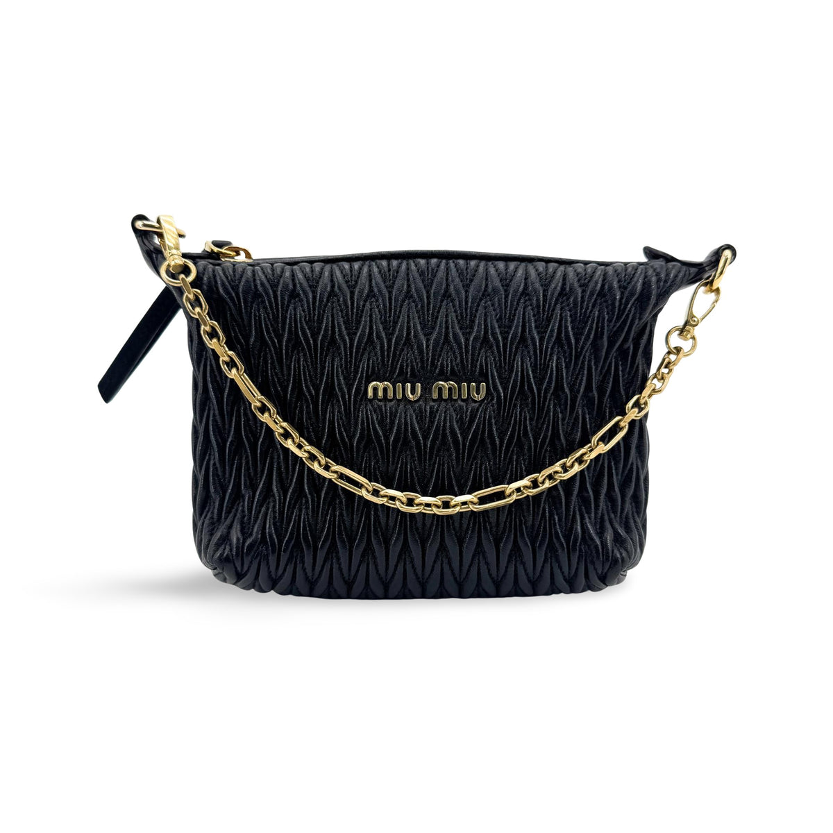 Miu Miu Matelassé Leather Clutch Mini Bag Black