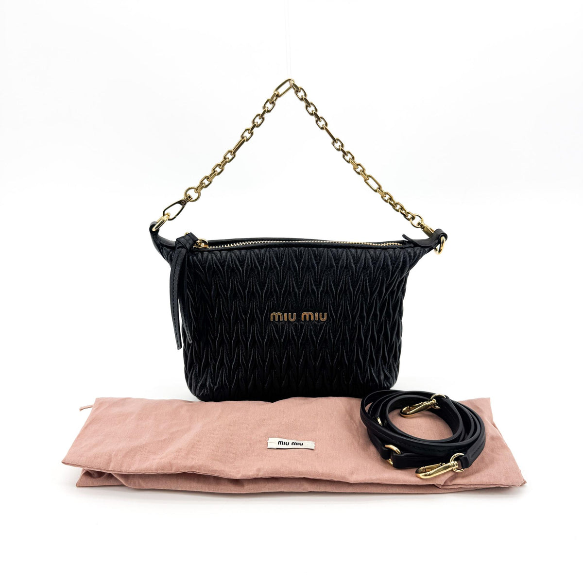 Miu Miu Matelassé Leather Clutch Mini Bag Black