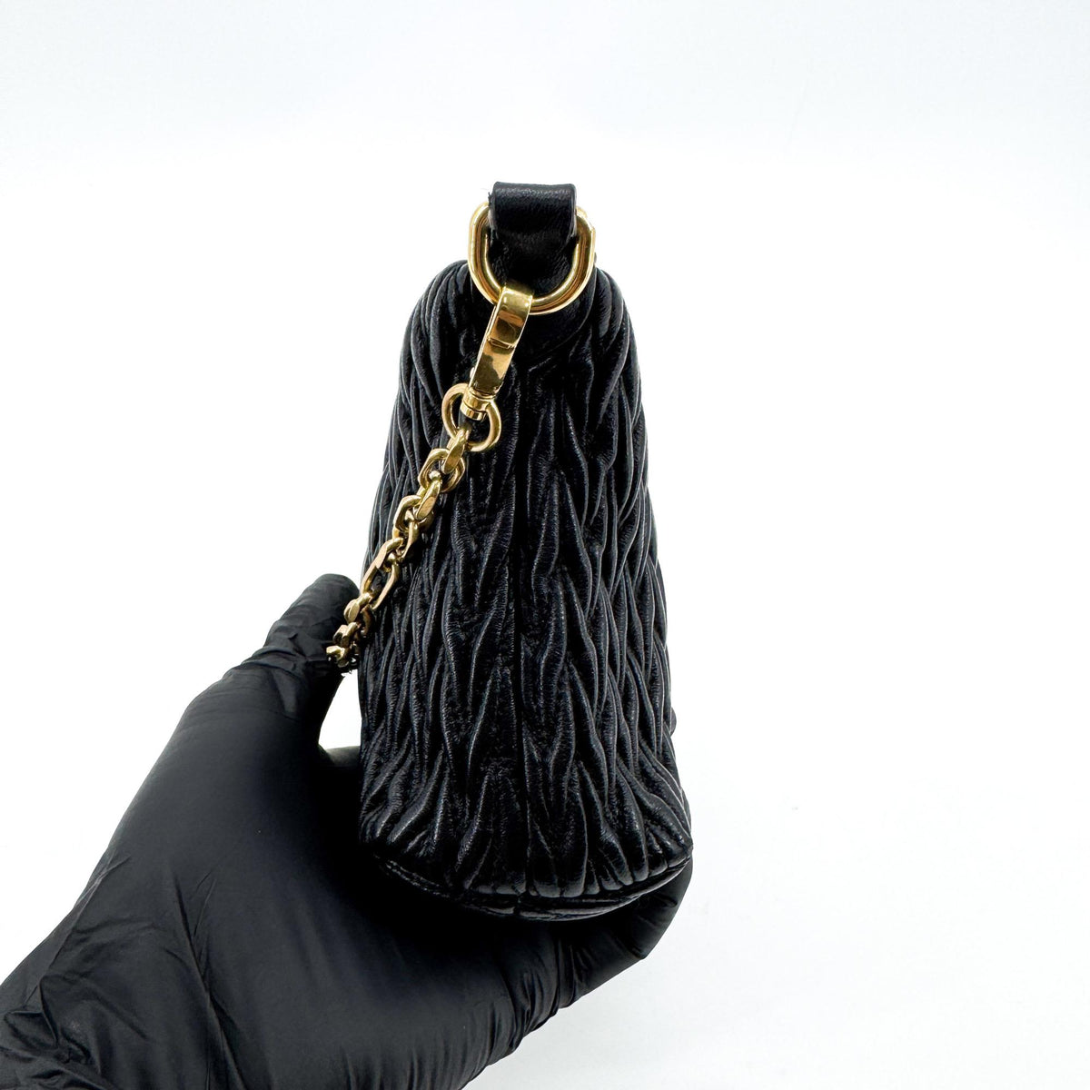 Miu Miu Matelassé Leather Clutch Mini Bag Black