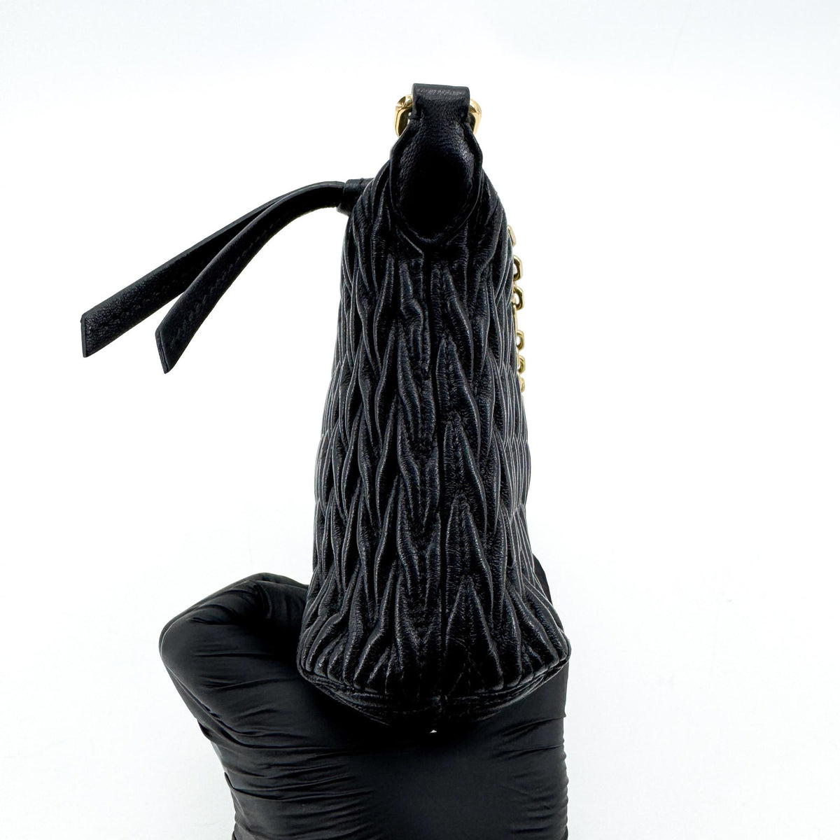 Miu Miu Matelassé Leather Clutch Mini Bag Black