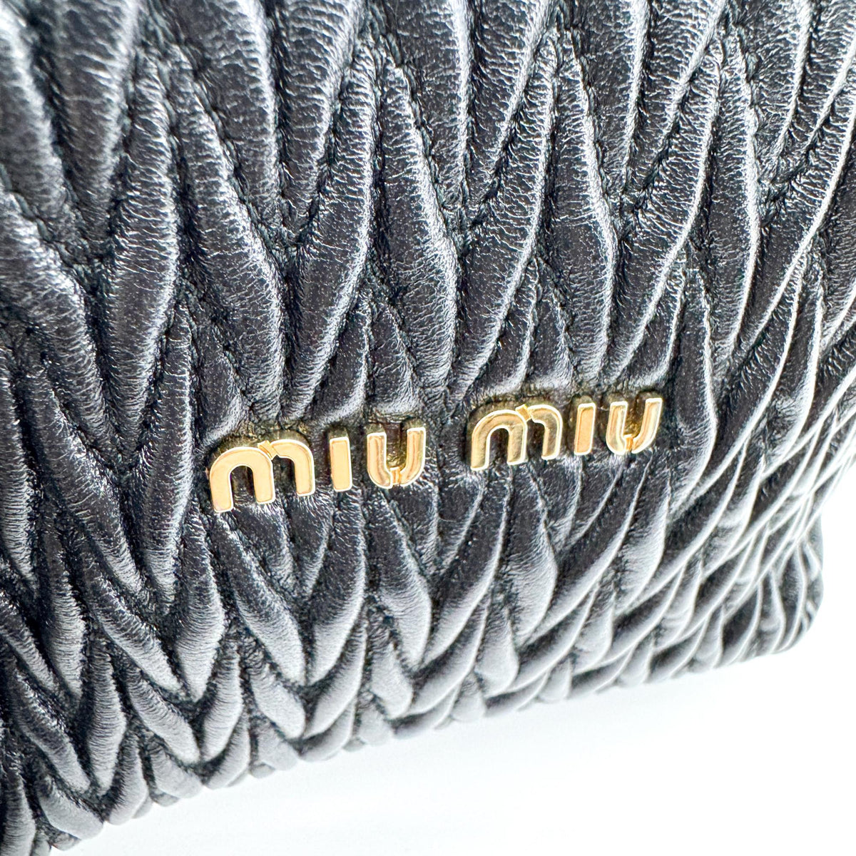 Miu Miu Matelassé Leather Clutch Mini Bag Black