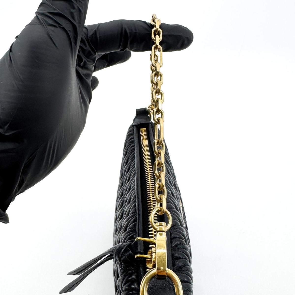 Miu Miu Matelassé Leather Clutch Mini Bag Black