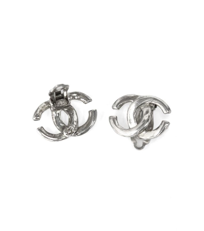 Chanel CC Silver Earrings