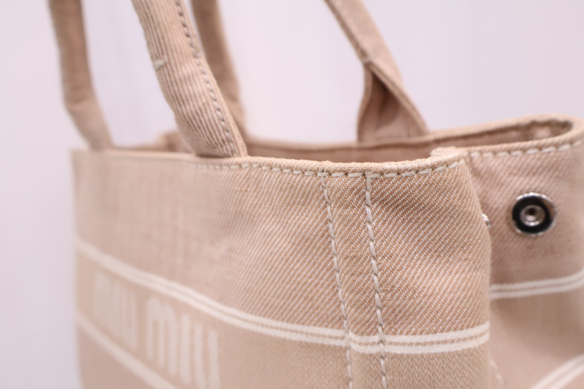 Logo Jacquard Camel Shoulder Tote Bag 5BA219