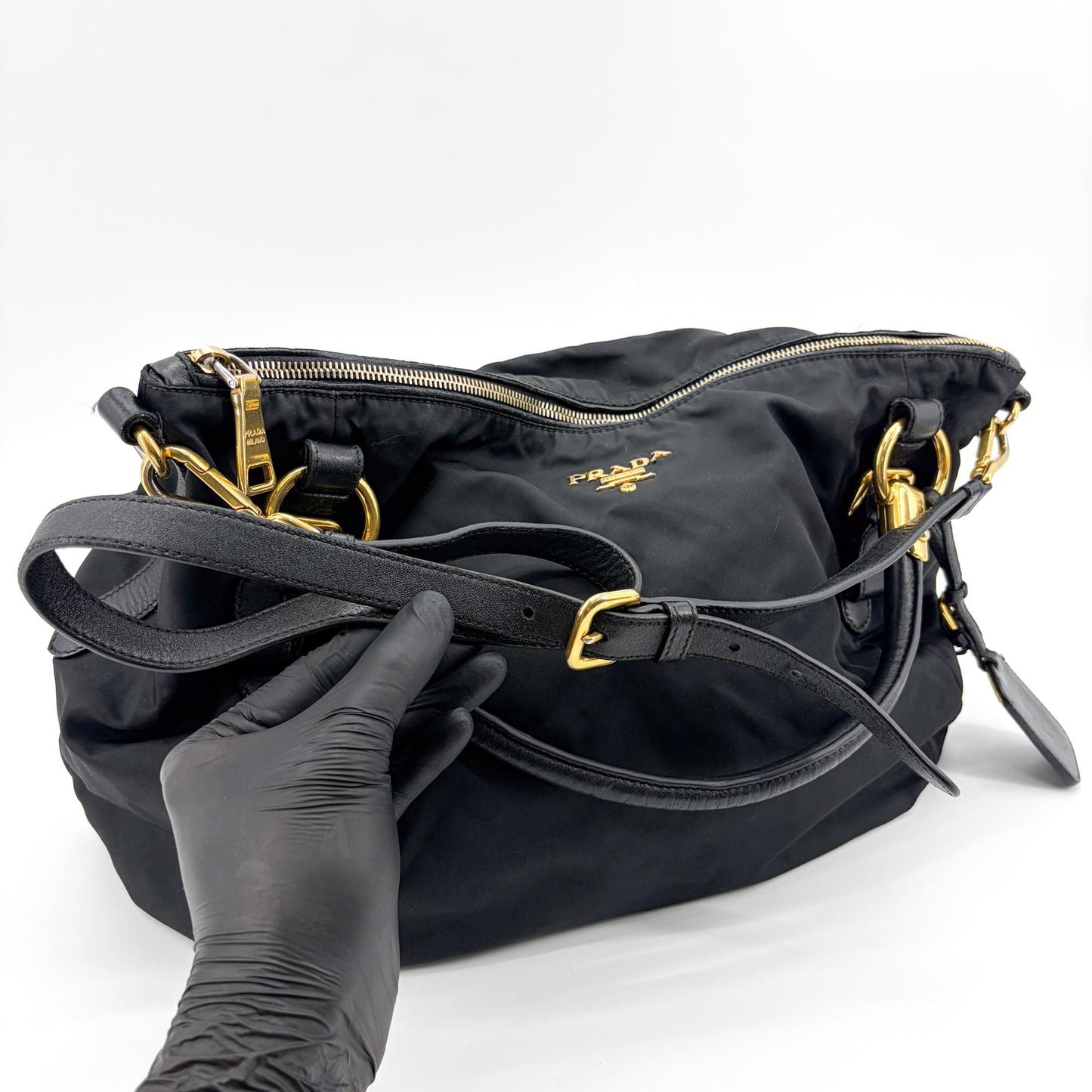 Prada Tessuto Nylon Shoulder Bag Black