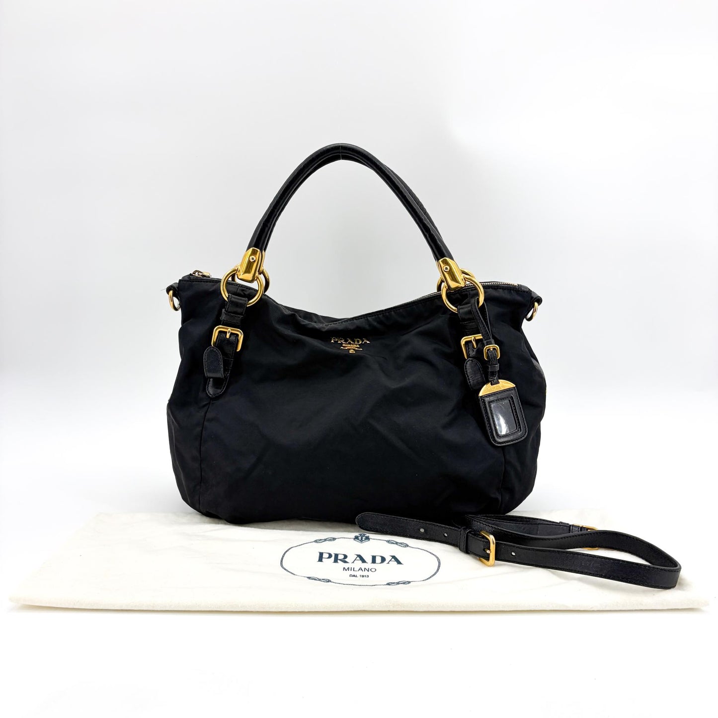 Prada Tessuto Nylon Shoulder Bag Black