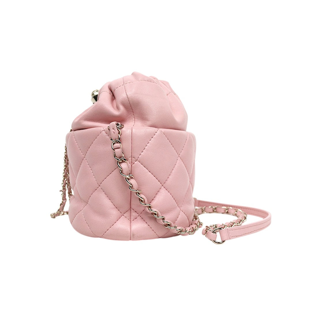 Chanel Pink Lambskin Drawstring Bucket Bag