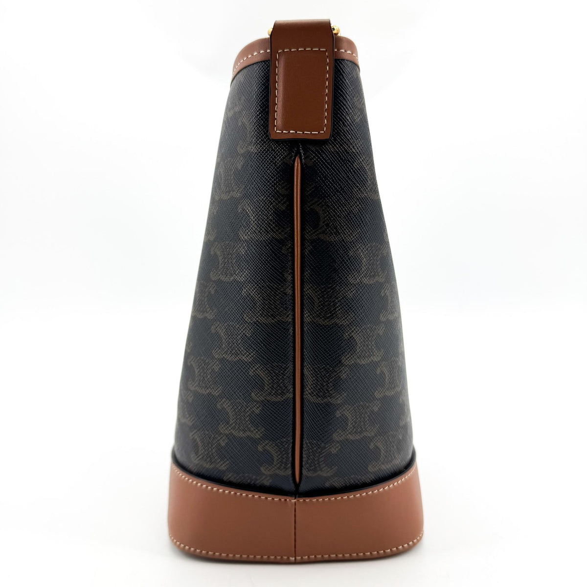 Celine Triomphe Canvas Medium Bucket Bag Tan