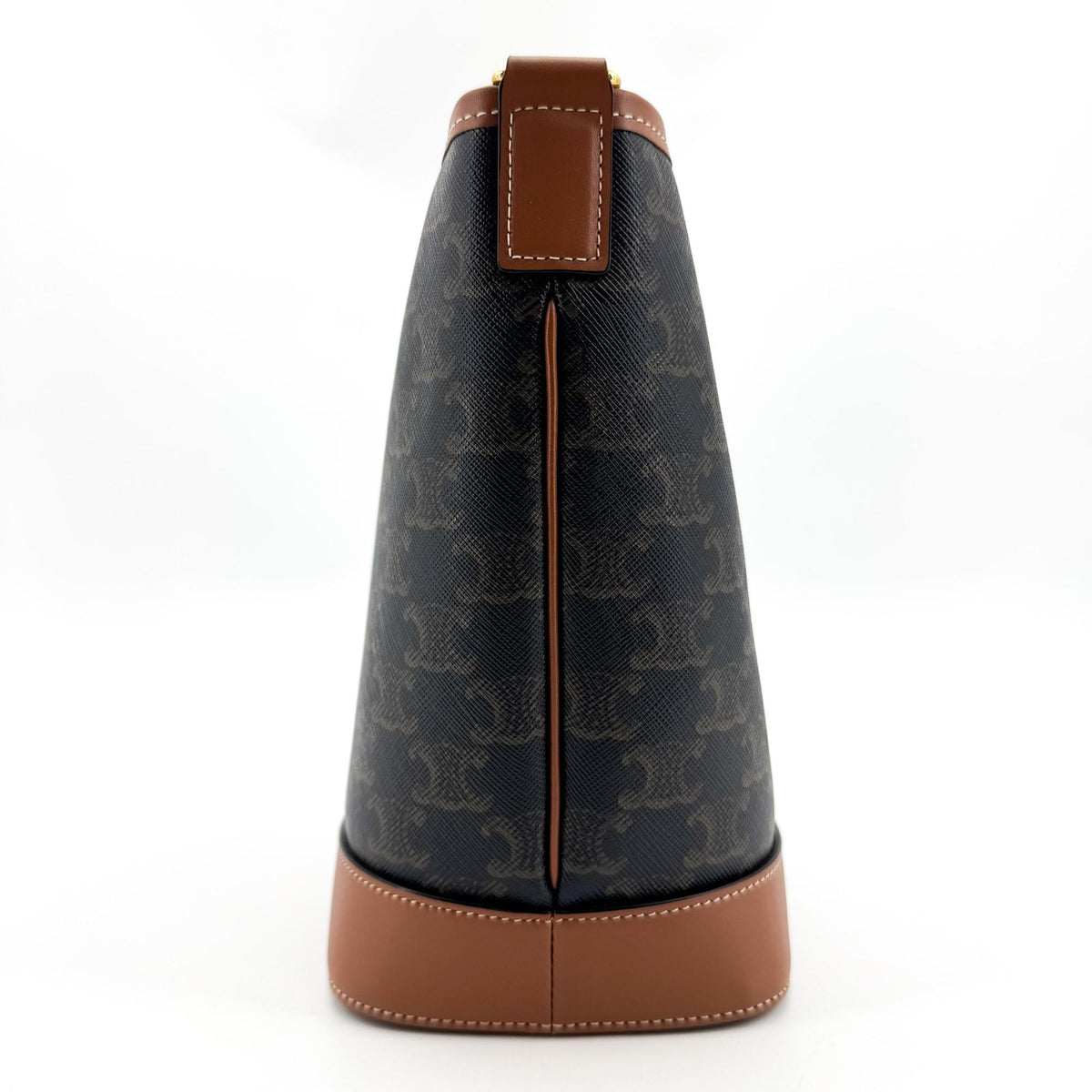 Celine Triomphe Canvas Medium Bucket Bag Tan