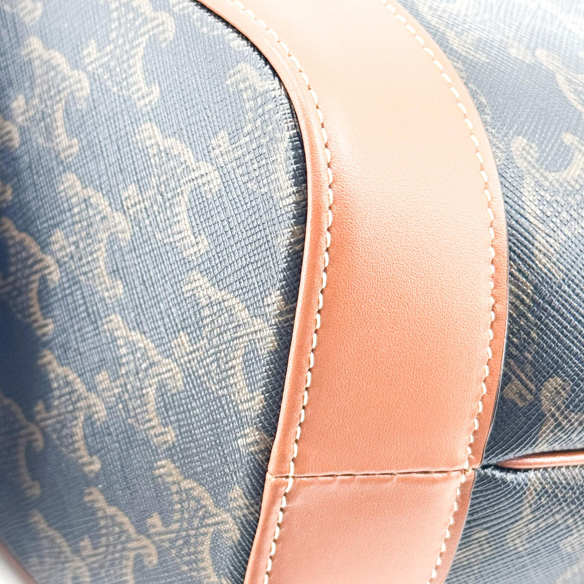 Celine Triomphe Canvas Medium Bucket Bag Tan