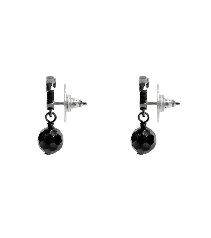 Chanel Black Bead Drop CC Earrings