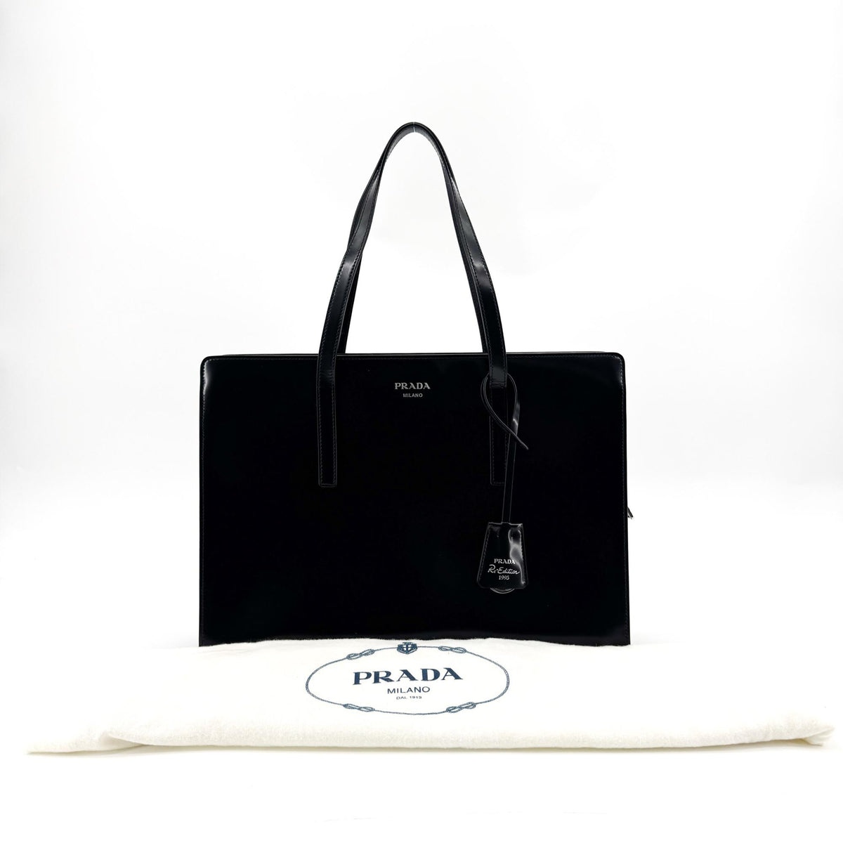 Prada Re-edition 1995 Brushed Leather Handbag Black