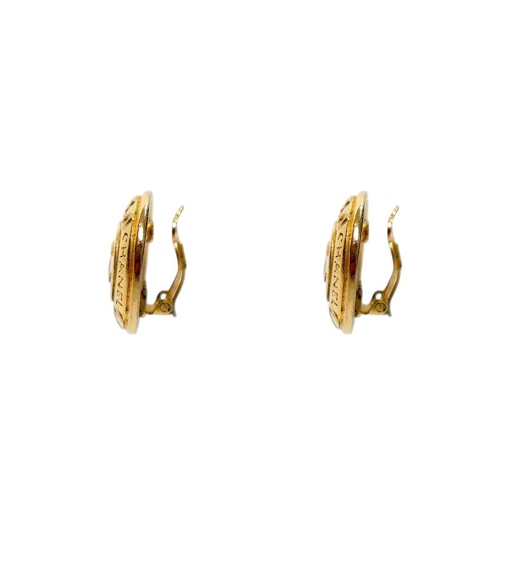 Chanel Round CC Gold Earrings