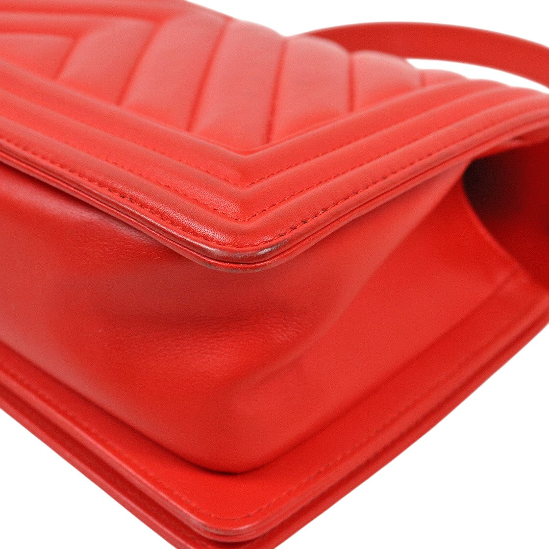 Chanel Medium Red Chevron Boy Shoulder Bag
