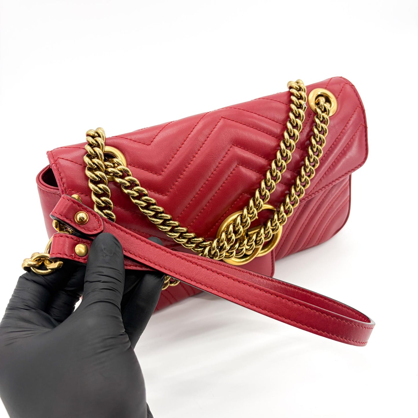 Gucci GG Marmont Small Shoulder Bag Hibiscus Red