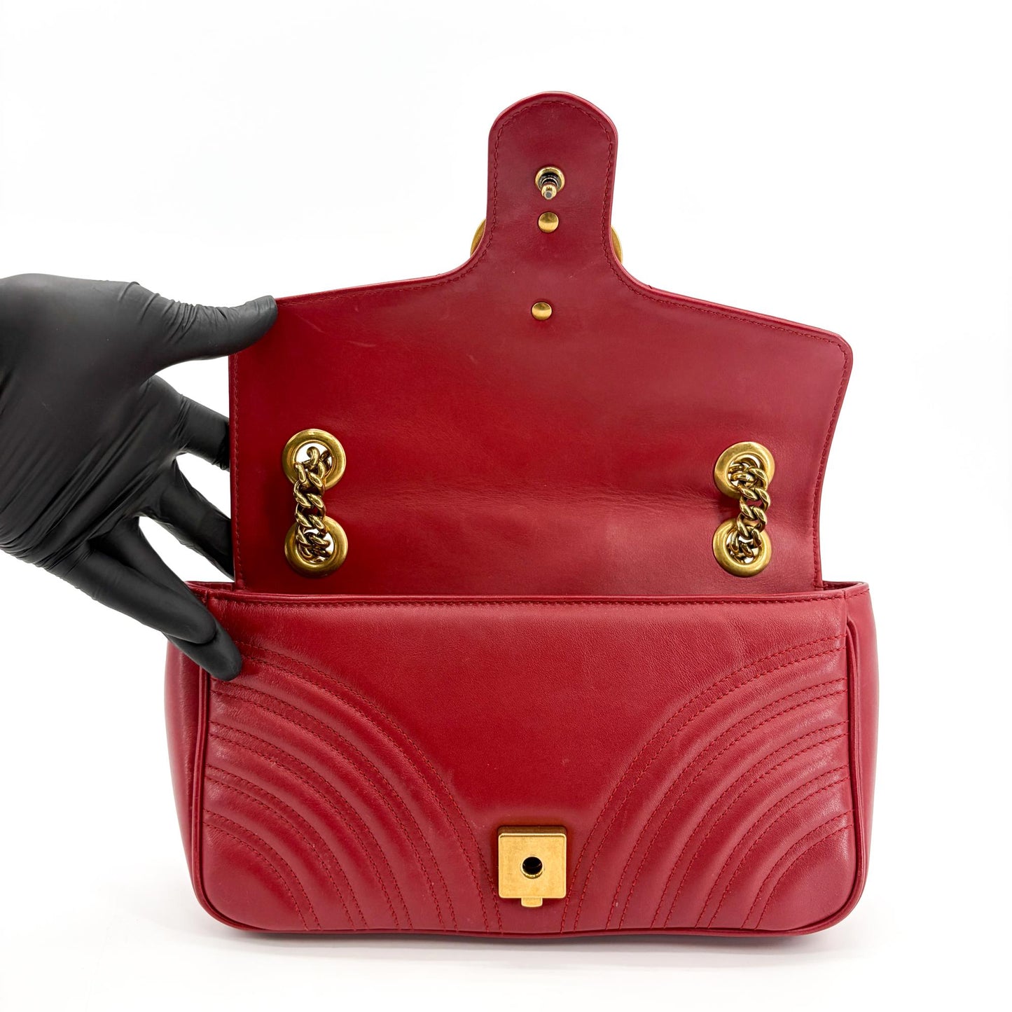 Gucci GG Marmont Small Shoulder Bag Hibiscus Red