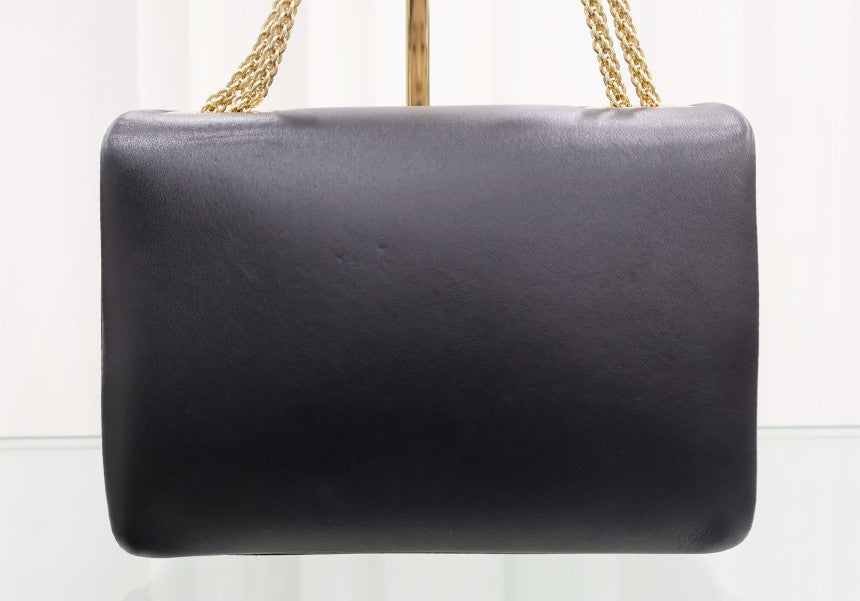 Napa Leather One Stud Chain Shoulder Bag Black
