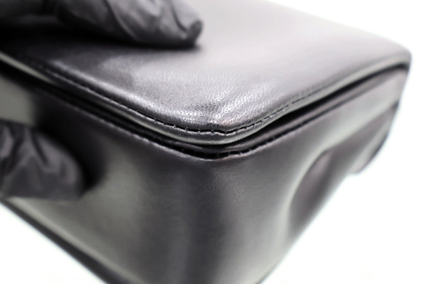 Napa Leather One Stud Chain Shoulder Bag Black