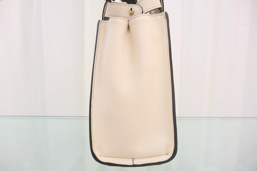 Peekaboo FF Medium White Iconic Shoulder Tote Bag 8BN290
