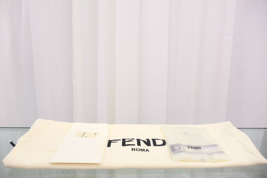 Peekaboo FF Medium White Iconic Shoulder Tote Bag 8BN290