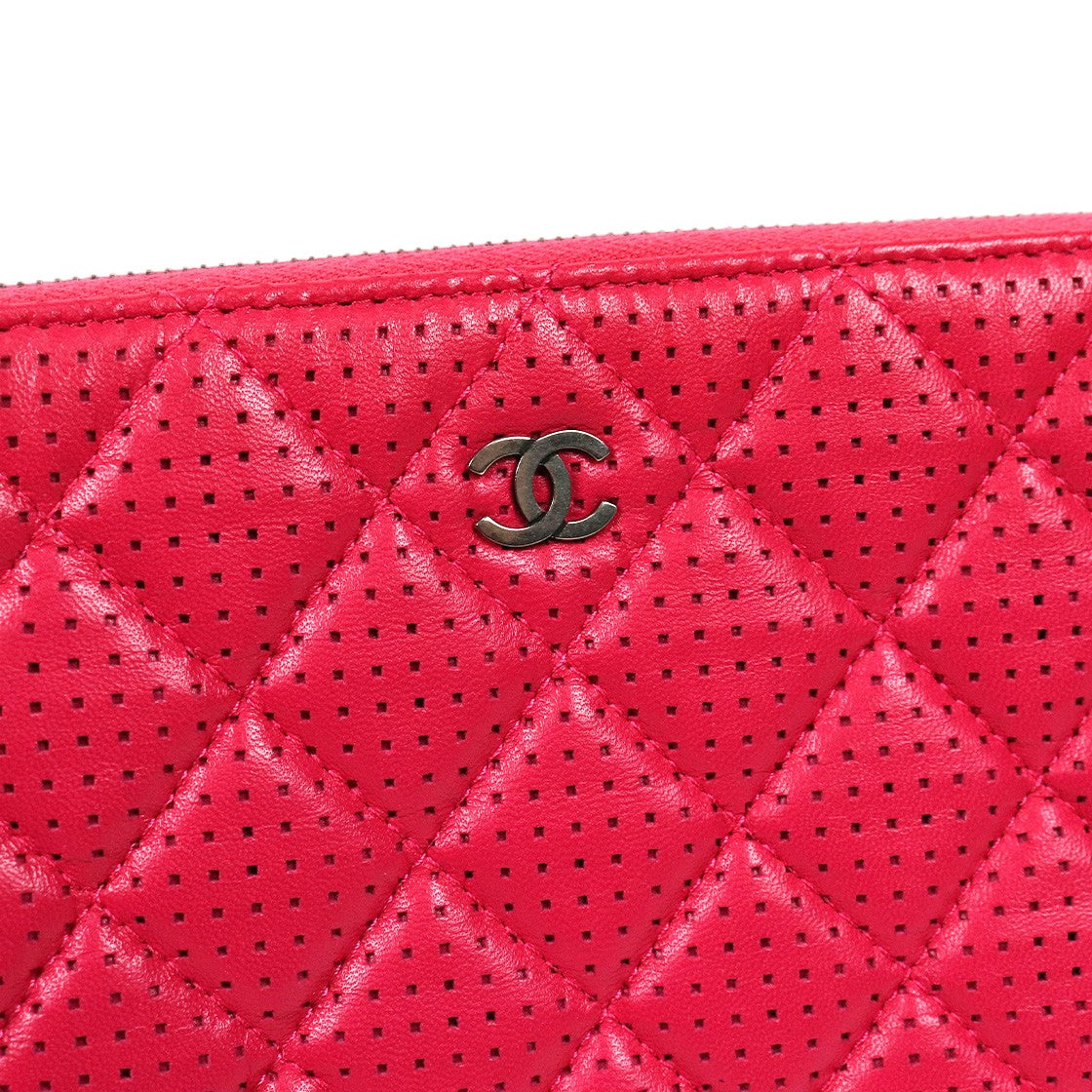 Chanel Pink Perforated Clutch Bag