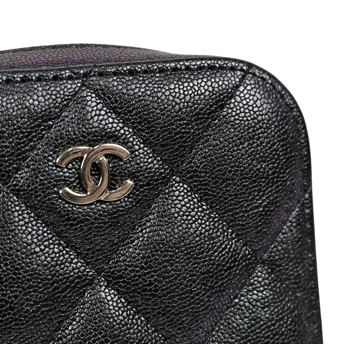 Chanel Black Iridescent Caviar Phone Holder Crossbody Bag