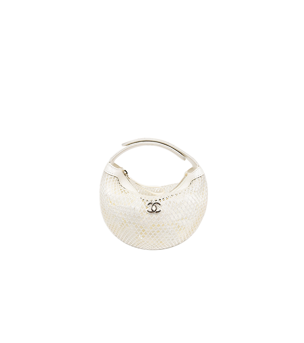Chanel White Mesh Hobo Shoulder Bag