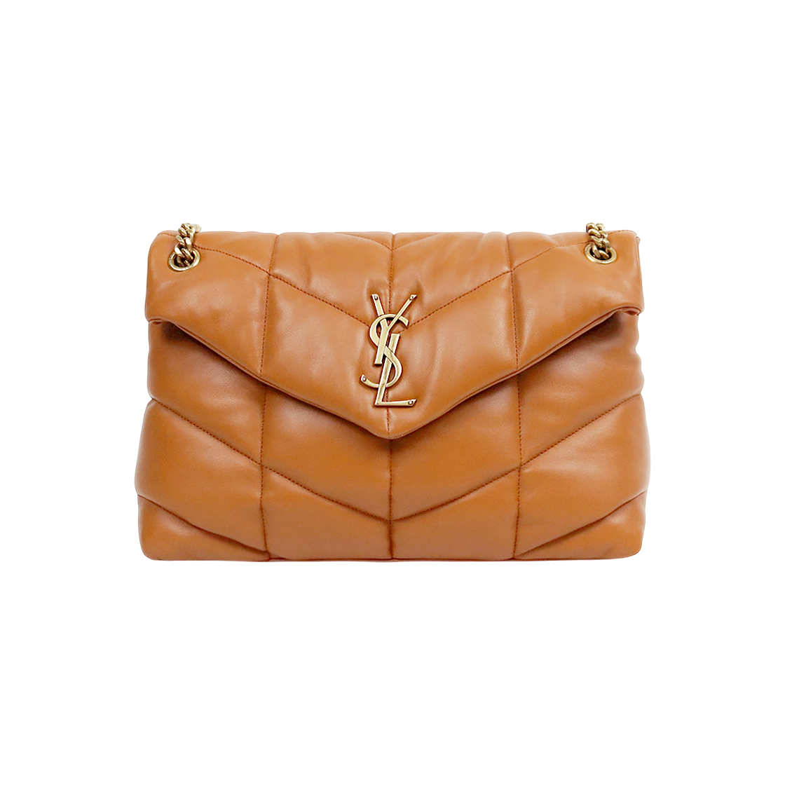 Saint Laurent Brown Leather Medium Lulu Puffer Bag