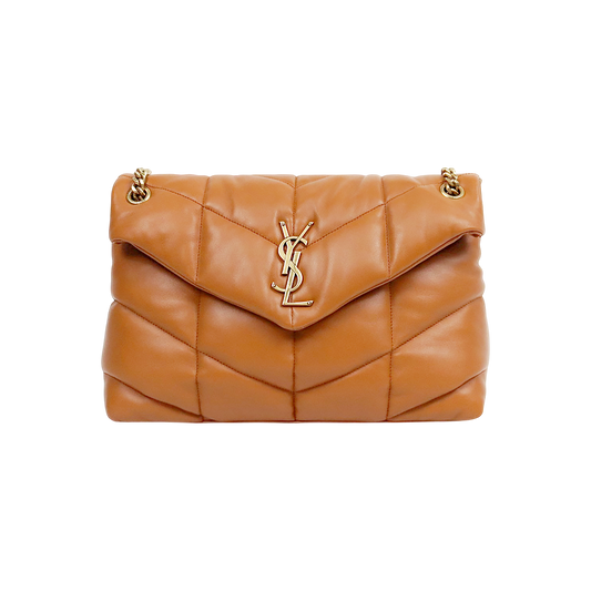 Saint Laurent Brown Leather Medium Lulu Puffer Bag