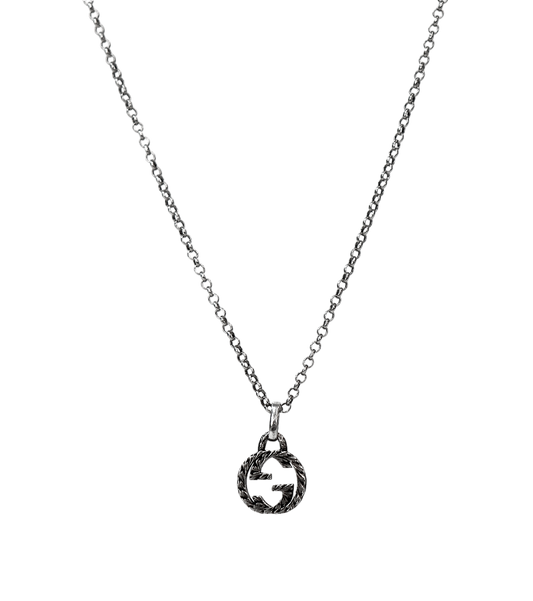 Gucci Black Interlocking G Silver Necklace