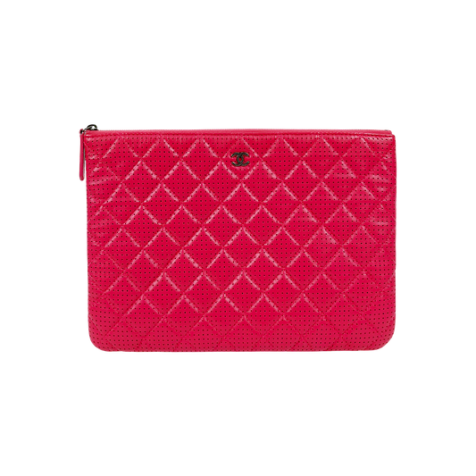 Chanel Pink Perforated Clutch Bag