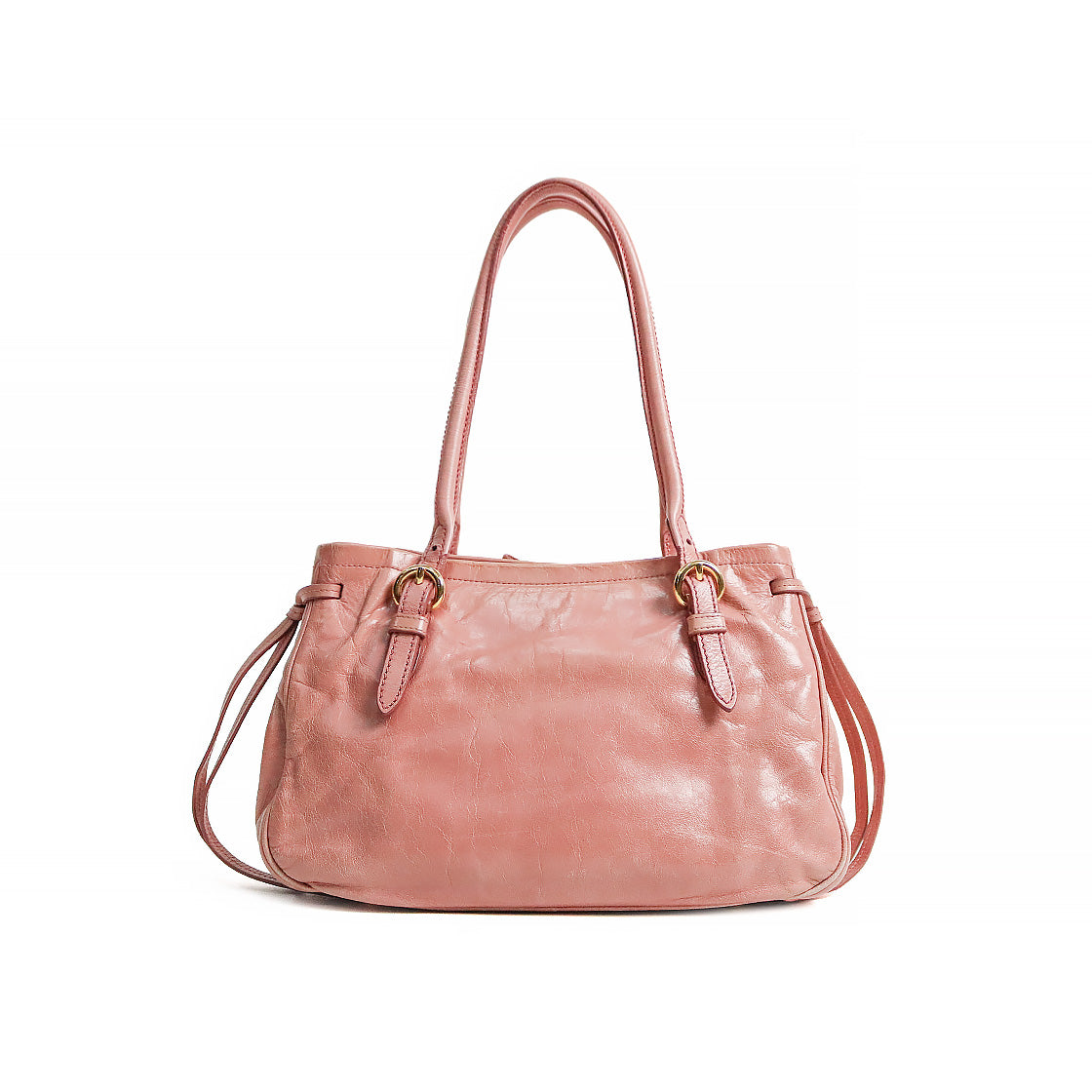 Miu Miu Pink Vitello Shine Ribbon Tote Bag