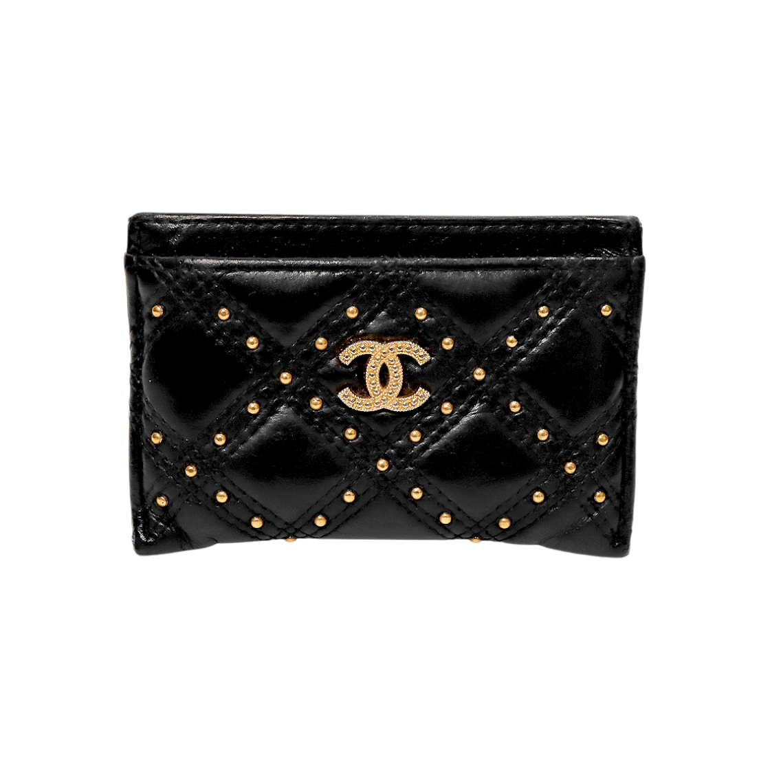 Chanel Black Stud Card Holder Wallet