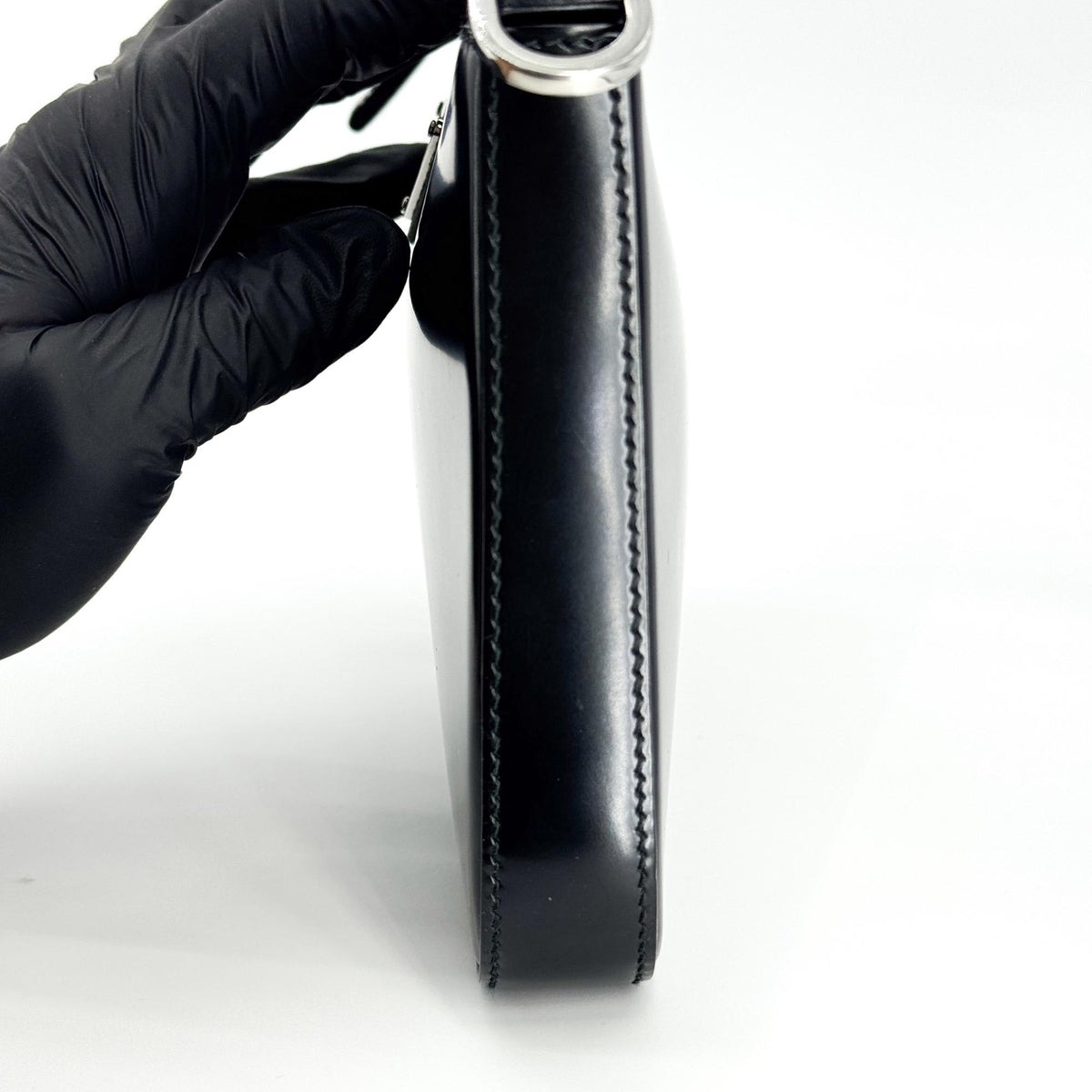 Prada Brushed Leather Mini Crossbody Bag Black
