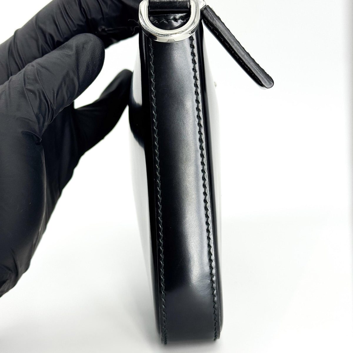 Prada Brushed Leather Mini Crossbody Bag Black