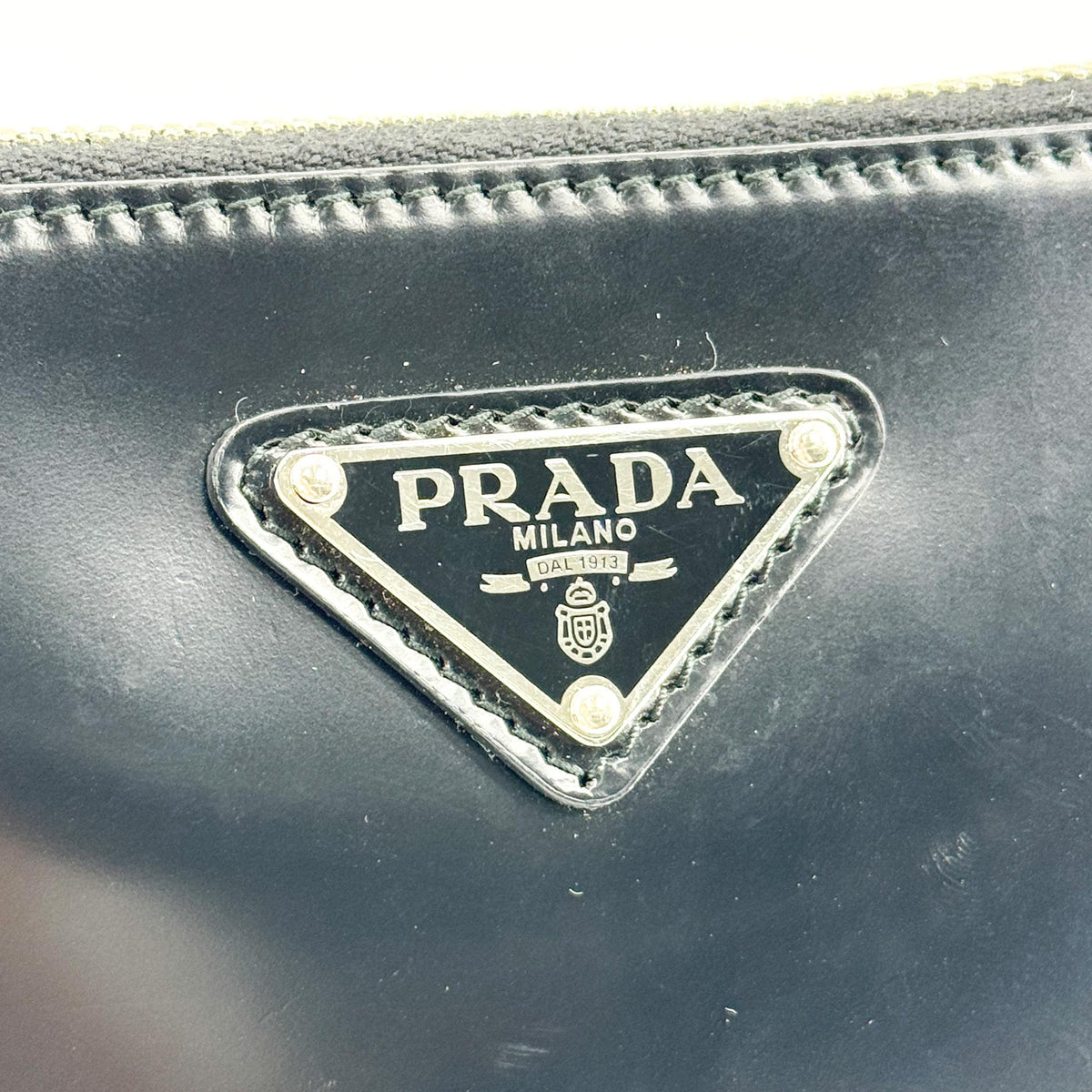 Prada Brushed Leather Mini Crossbody Bag Black