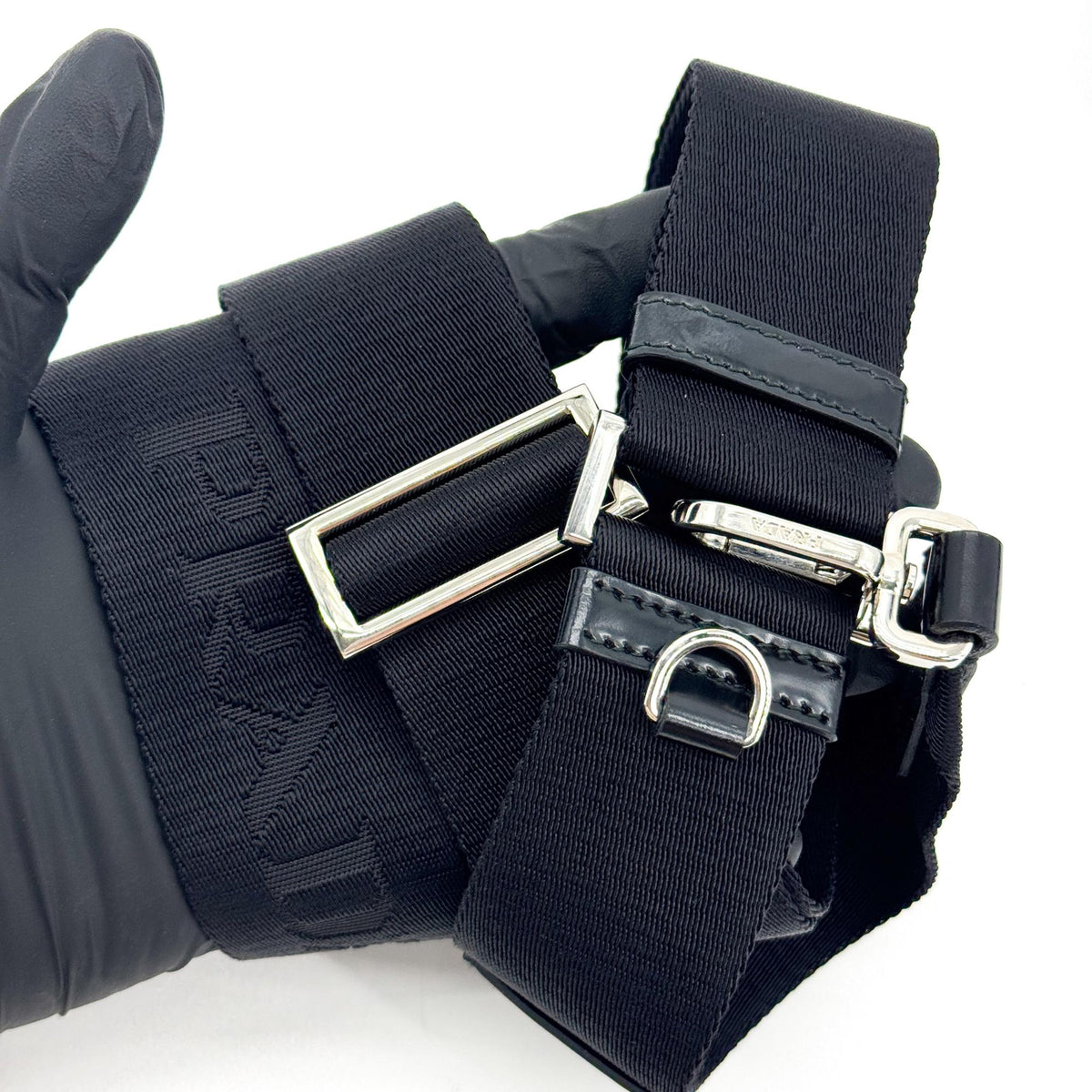 Prada Brushed Leather Mini Crossbody Bag Black