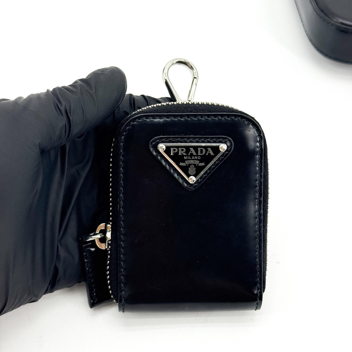 Prada Brushed Leather Mini Crossbody Bag Black